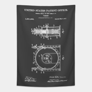 Tesla Turbine Patent White Tapestry