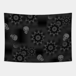 Grey Skull Mandala - Goth Fashion - emo, punk, halloween, hippie, boho, bohemian Tapestry