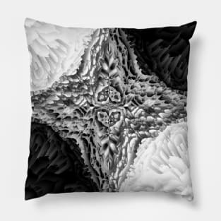 3D Black & White Peony Print Pillow