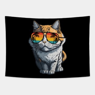 Cool Feline in Shades: Whiskered Purrfection for Cat Miaw Lovers Tapestry