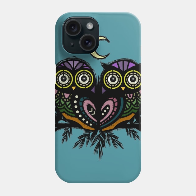 A Perfect Pair Of Midnight Moonlit Owls Phone Case by LittleBunnySunshine