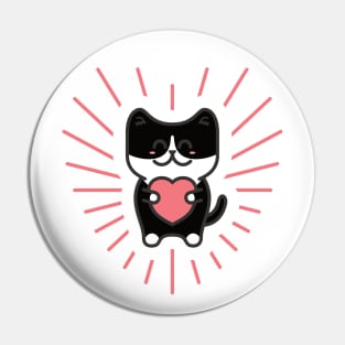 Cute Tuxedo Love Cat Pin