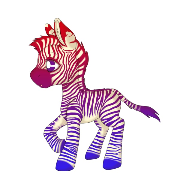 Red Blue Gradient Baby Zebra by SaruCharmed Designs