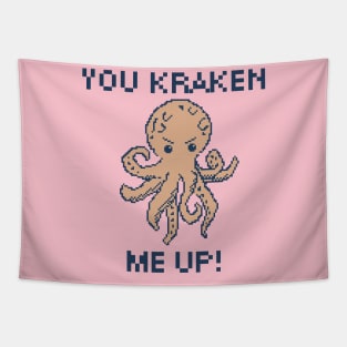 You Kraken Me Up! 8-Bit Pixel Art Giant Squid Tapestry