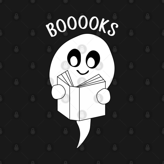 Boooks Cute Ghost Reading a Book by Coolthings