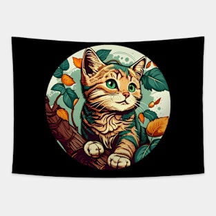 Baby Cute Cat Flower - Floral Cat Lover Tapestry