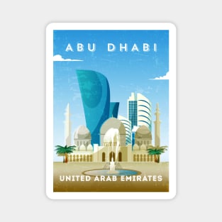 Abu Dhabi, UAE - Retro travel minimalist poster Magnet