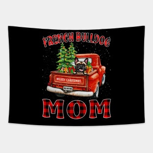 Christmas French Bulldog Mom Santa Hat Truck Tree Plaid Dog Mom Christmas Tapestry