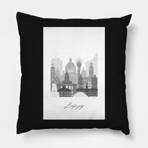 Leipzig, Germany, map skyline - 05 style Pillow by GreenGreenDream