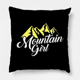 Cute Mountain Girl Hiking Hiker Adventure Nature Pillow