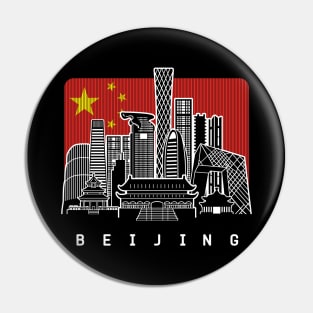 Beijing China Skyline Chinese Flag Pin