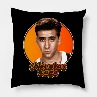 Retro Young Nicolas Cage Tribute Pillow