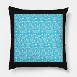 Fern Leaf Pattern with Blue Background Pillow