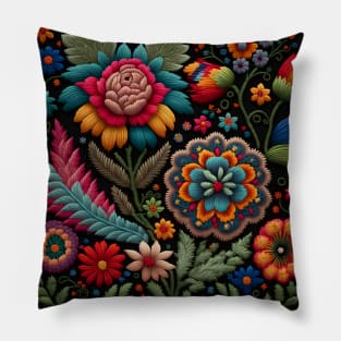 Botanical vintage Ethnic embroidery Floral design 5 Pillow