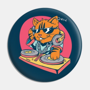 Funny Cartoon Cat DJ Pin