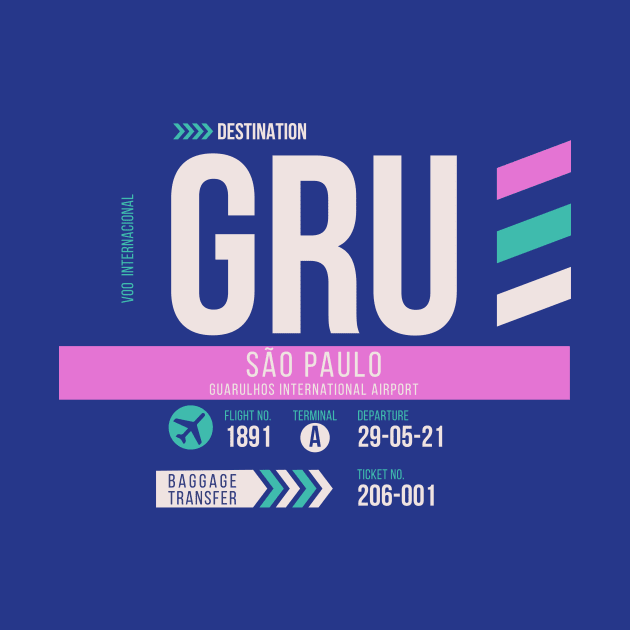 Sao Paulo (GRU) Airport Code Baggage Tag by SLAG_Creative