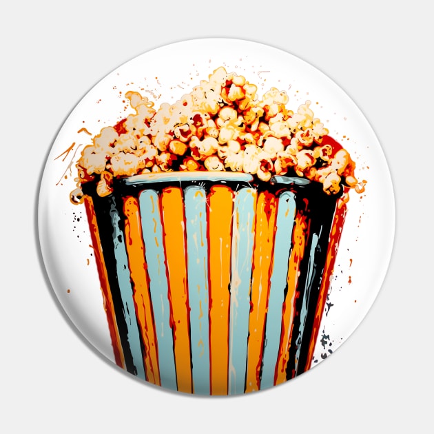 Popcorn: Enjoy the Show on a dark (Knocked Out) background Pin by Puff Sumo