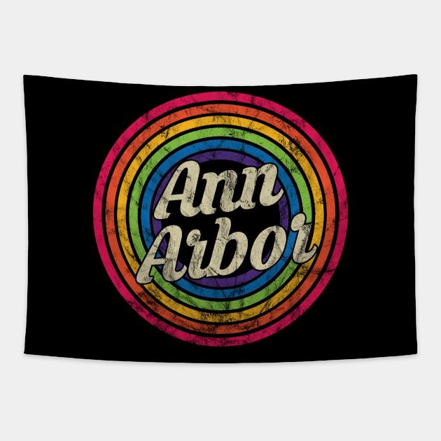 Ann Arbor - Retro Rainbow Faded-Style Tapestry by MaydenArt