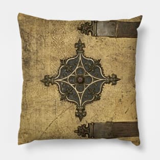 Rustic Medieval Book Cover Design Pillow