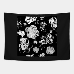 Black and white beaded floral print Tapestry