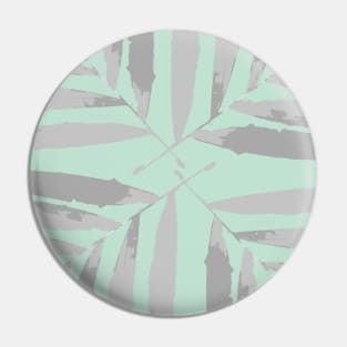 Geometric palm leaves silver grey on pale blue , leaves, tropical , fall, spring  TeePublic Pin