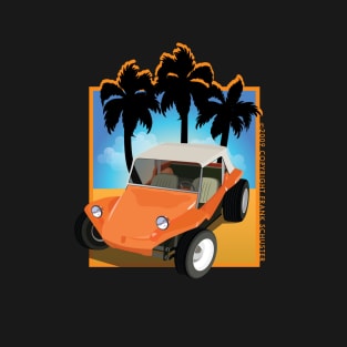 Orange Dune Buggy on Beach with Palms T-Shirt