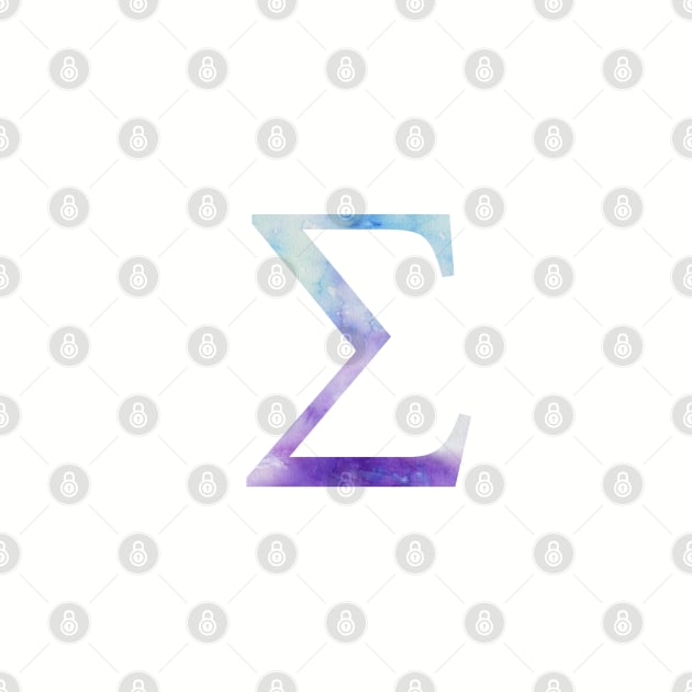 Blue Sigma Watercolor Letter by AdventureFinder