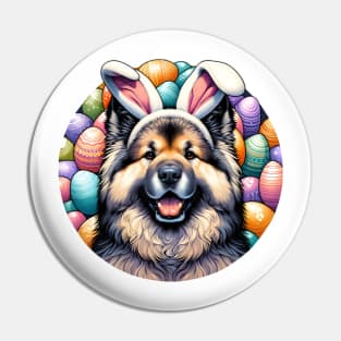 Eurasier Enjoys Easter Festivities with Bunny Ears Pin