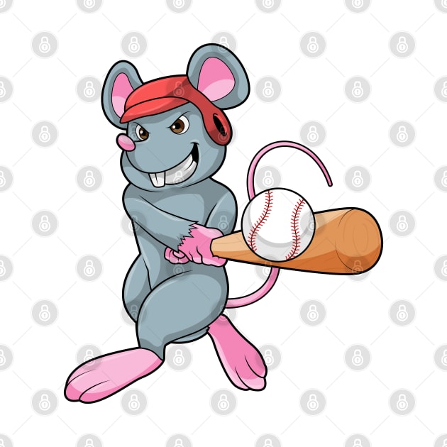 Rat at Baseball with Baseball bat & Helmet by Markus Schnabel