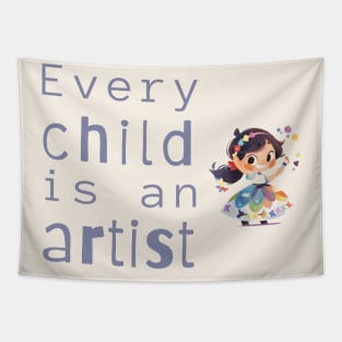 Every Child is an Artist - Kawaii Painter Child Tapestry