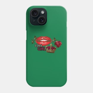Red lips golden crown embroidery Phone Case