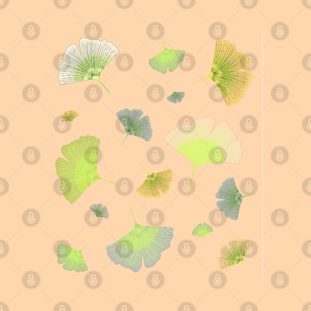 Ginkgo biloba pastel colors by Slownessi