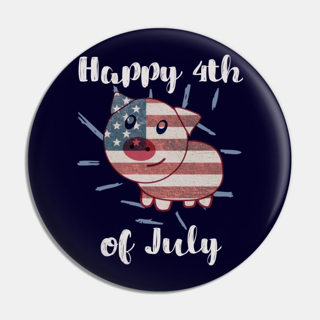 Patriotic Pig American Flag - 4th of July Pin by AmbersDesignsCo