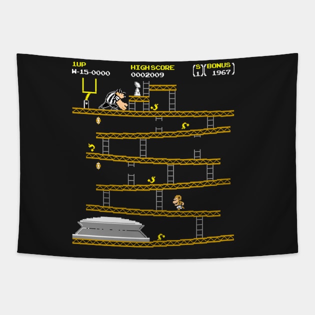 8 bit Black & Gold to the Bowl Tapestry by vilemedia