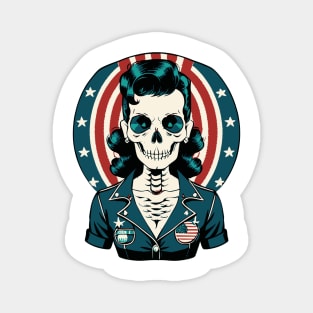 Fun Patriotic Rockabilly Skeleton Magnet