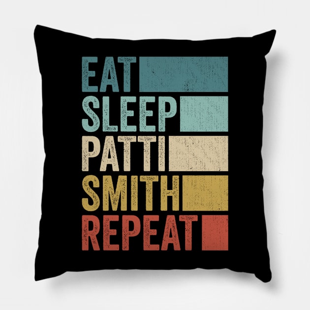 Funny Eat Sleep Patti Repeat Retro Vintage Pillow by Realistic Flamingo