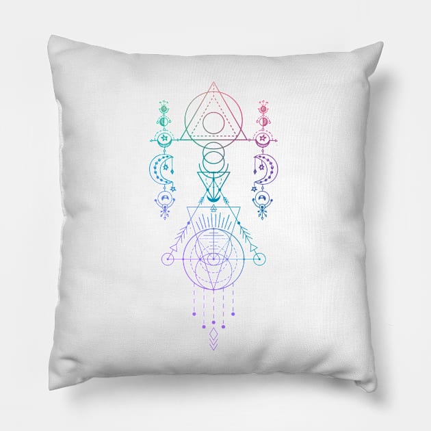 Witchy Moon Phase Magic - Festival Gear - Psychedelic and Spiritual Artwork Pillow by The Dream Team