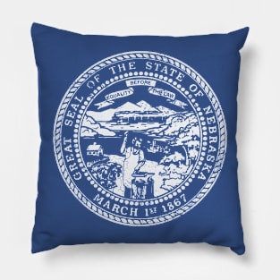 Nebraska State Flag Retro Distressed Pillow