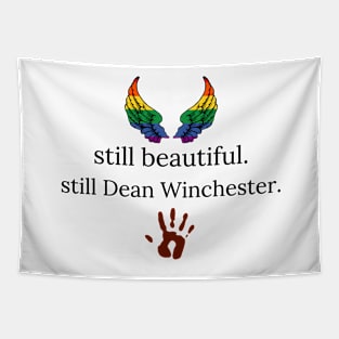 still beautiful. still Dean Winchester. with hand print and rainbow wings Tapestry