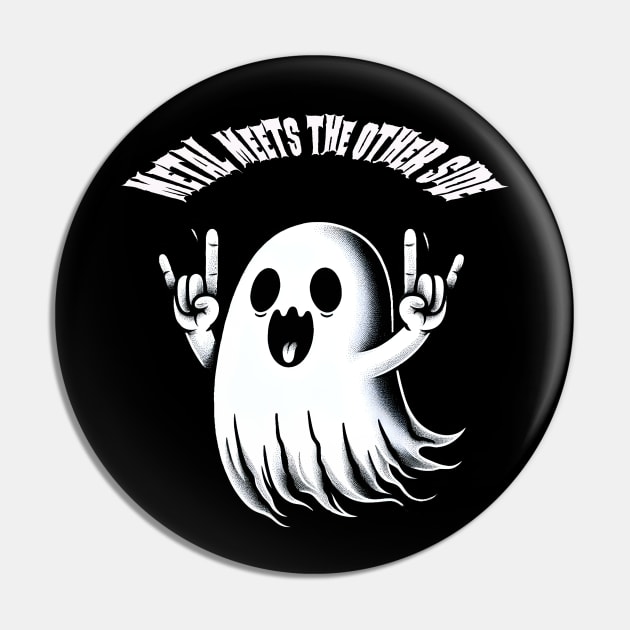 Cute Metalhead Ghost Pin by MetalByte