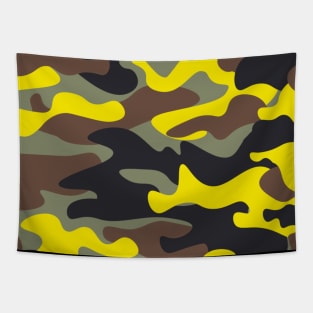 Yellow camo Military Tapestry