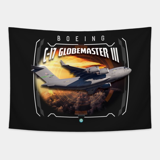 C17 Globemaster Airforce Pilot Gift Tapestry by woormle