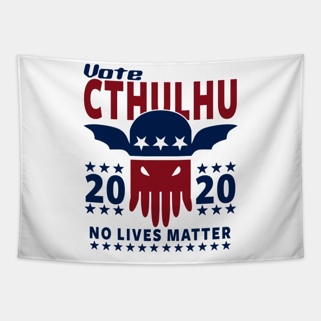 VOTE CTHULHU 2020 - CTHULHU AND LOVECRAFT Tapestry by Tshirt Samurai