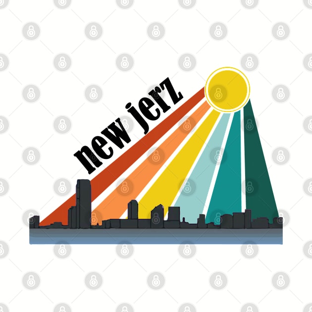 New Jerz Fun New Jersey Skyline and Retro Sunset by RKP'sTees