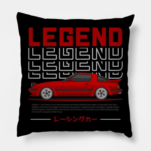 Midnight Racer Red RX 7 FB JDM Pillow by GoldenTuners