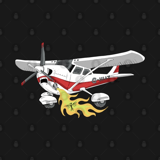 Cessna 172 The burning bird Cartoon by Funky Aviation