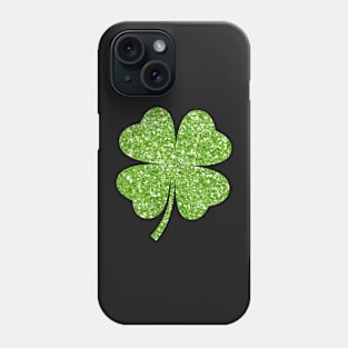 St Patricks Day, Green Faux Glitter 4 Leaf Clover Phone Case