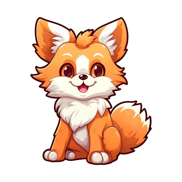 cute and mischievous fox with a fluffy tail by Ginstore