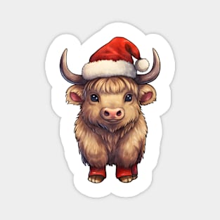 Bison in Santa Hat Magnet