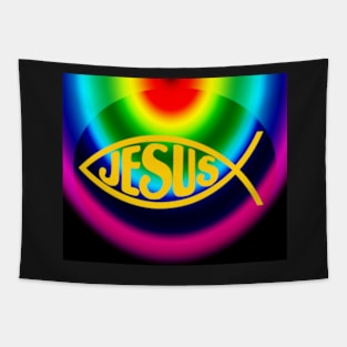 JESUS RAINBOW FISH ICHTHYS Tapestry